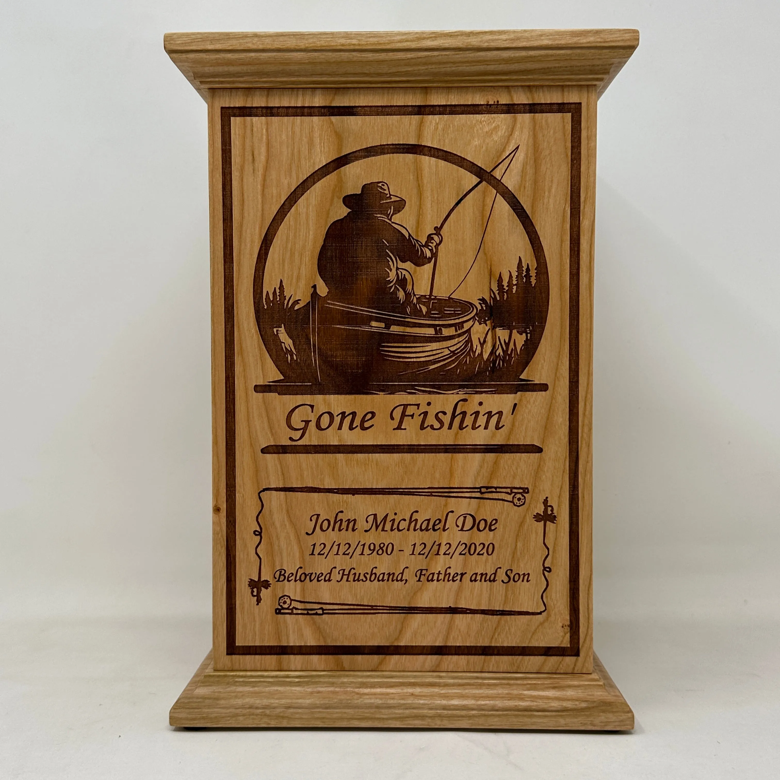 Gone Fishing Urn in Cherry