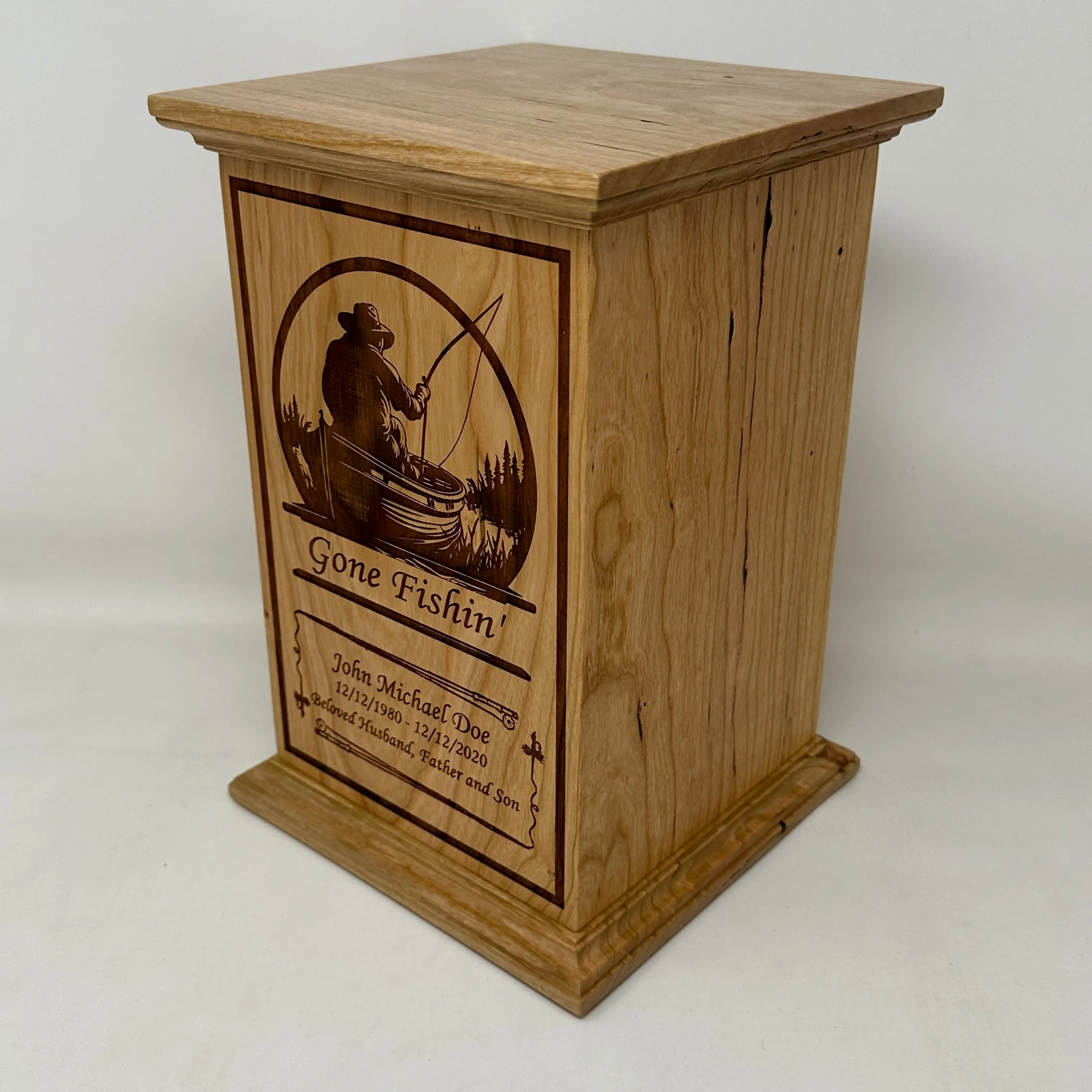 Gone Fishing Urn in Cherry