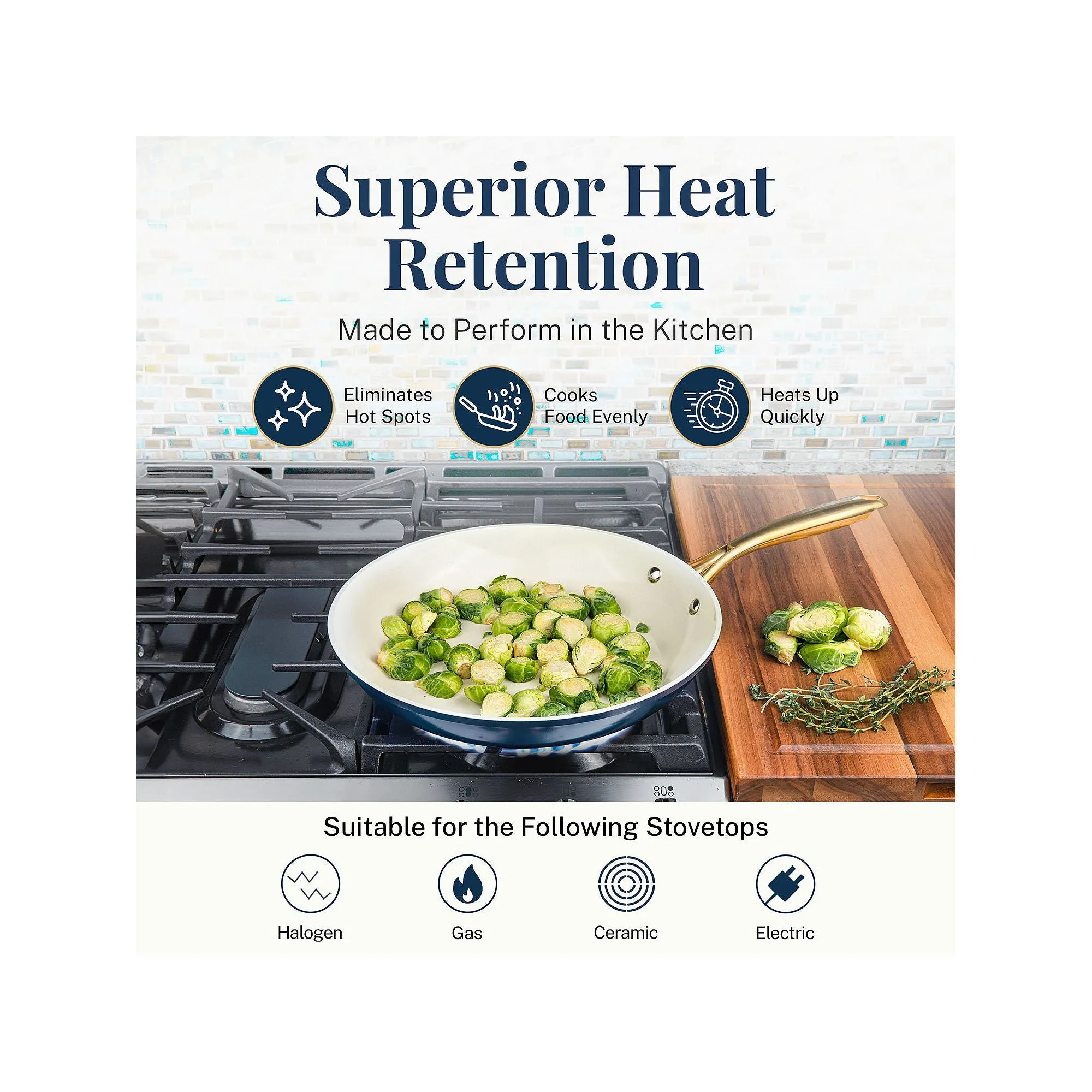 Gotham 1855 15Pcs Steel Nonstick Cookware Set With Utensils Cream Collection