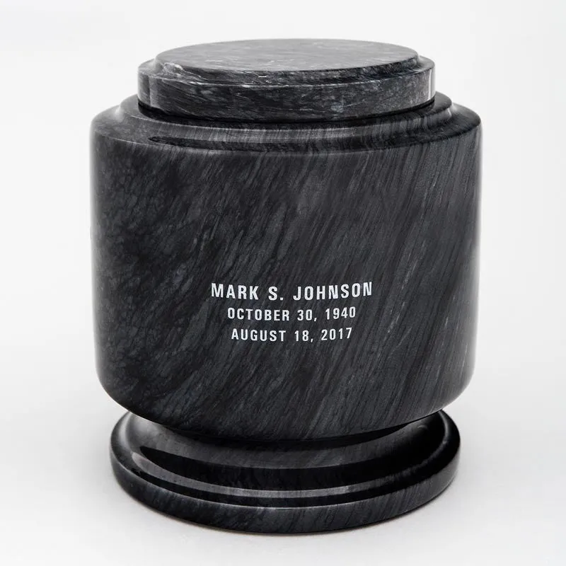 Greek Fret Natural Marble Cremation Urn in Black