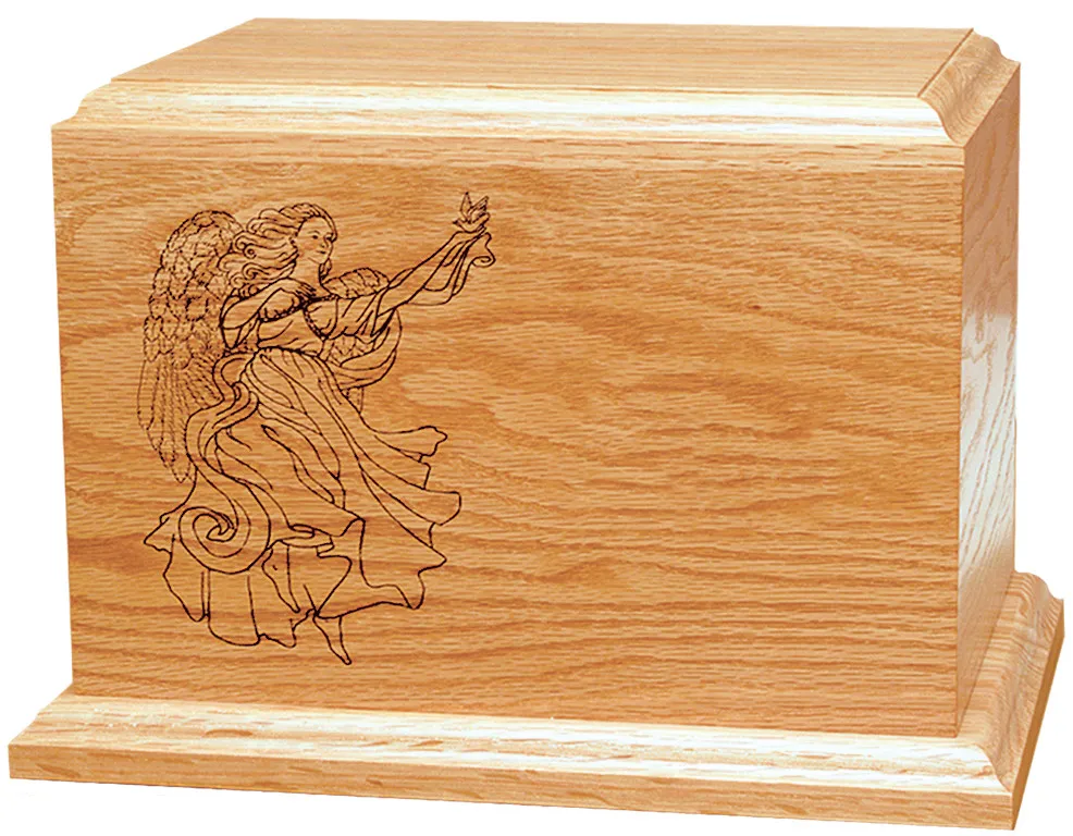 Guardian Angel Wooden Cremation Urn