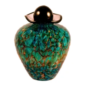 Hand Blown Glass Cremation Urn for Pets in Bella Aegean
