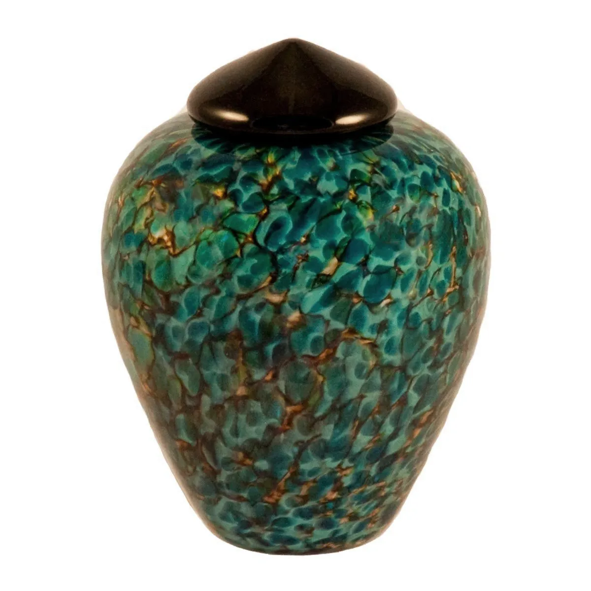 Hand Blown Glass Cremation Urn for Pets in Classic Aegean