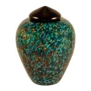 Hand Blown Glass Cremation Urn for Pets in Classic Aegean
