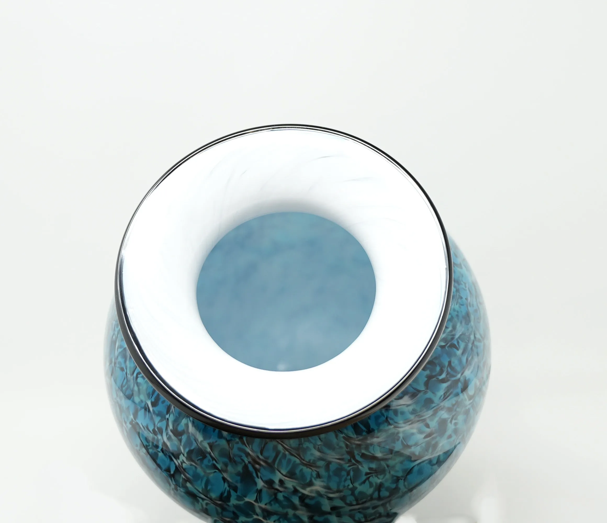 Hand Blown Glass Cremation Urn in Atlantic Aegean