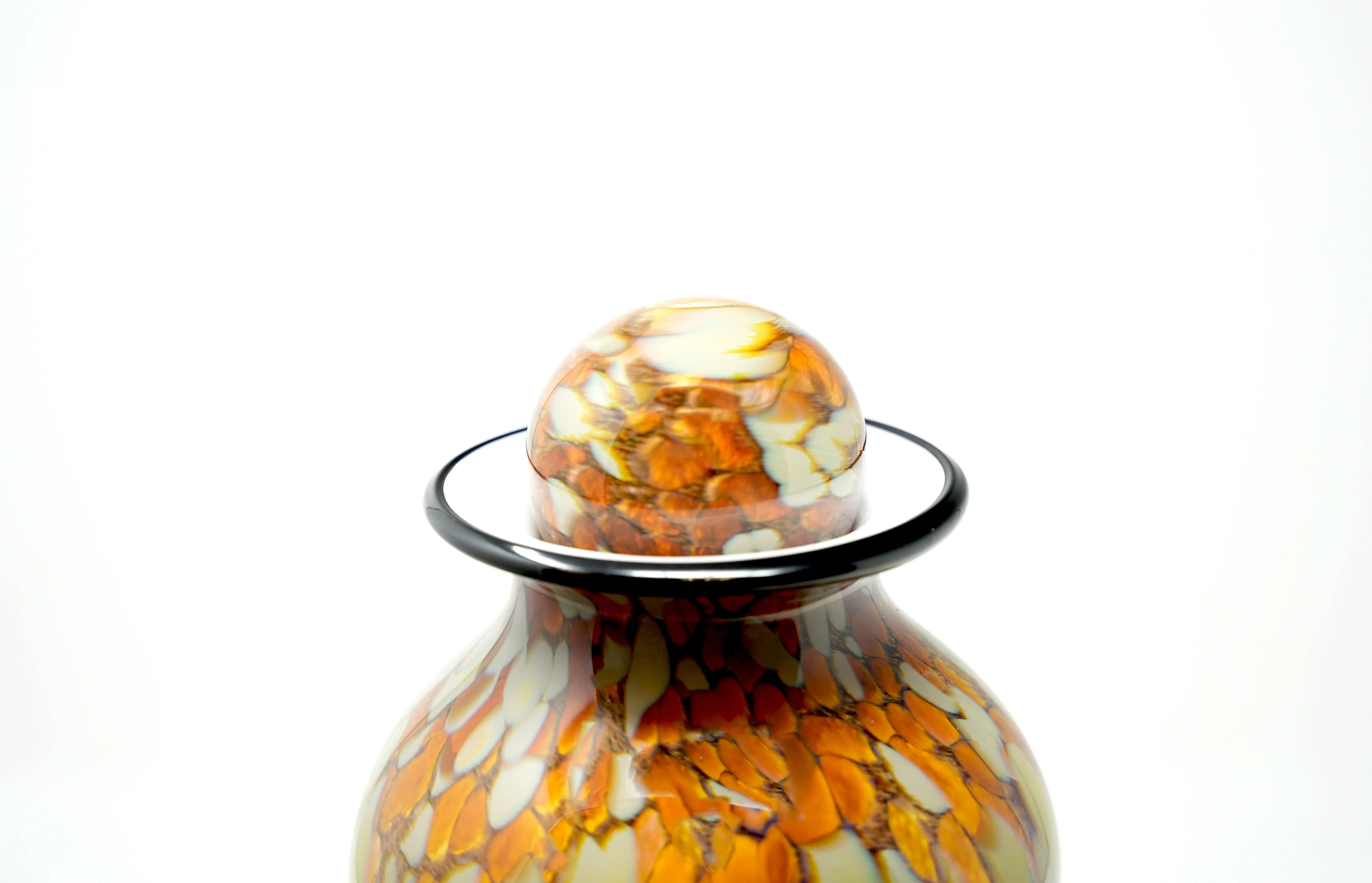 Hand Blown Glass Cremation Urn in Atlantic Oro