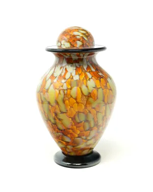 Hand Blown Glass Cremation Urn in Atlantic Oro