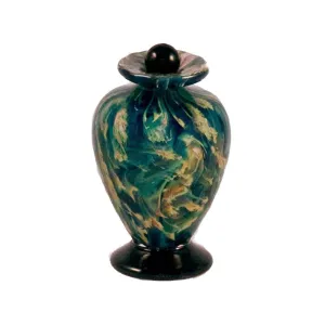 Hand Blown Glass Keepsake Urn in Amato Sky