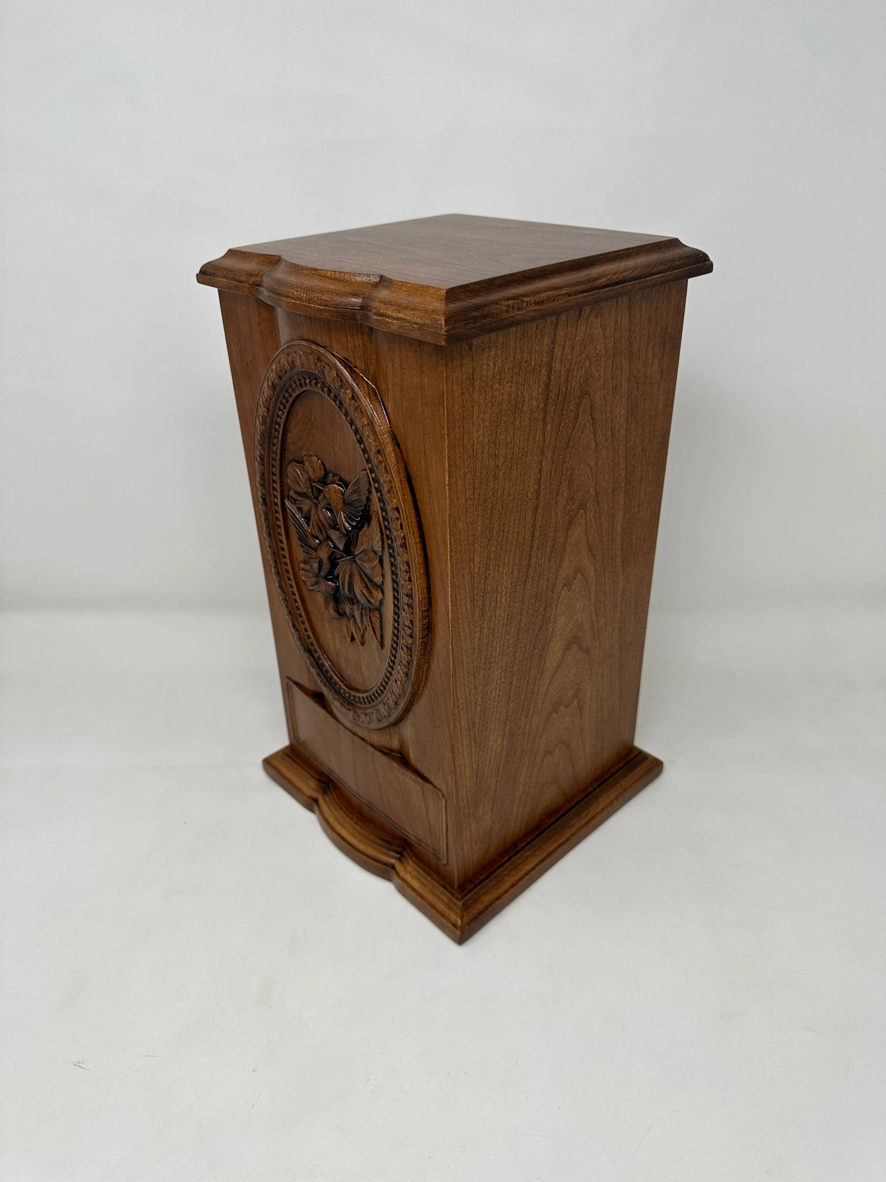 Hand-Carved Hummingbird Cherry Urn