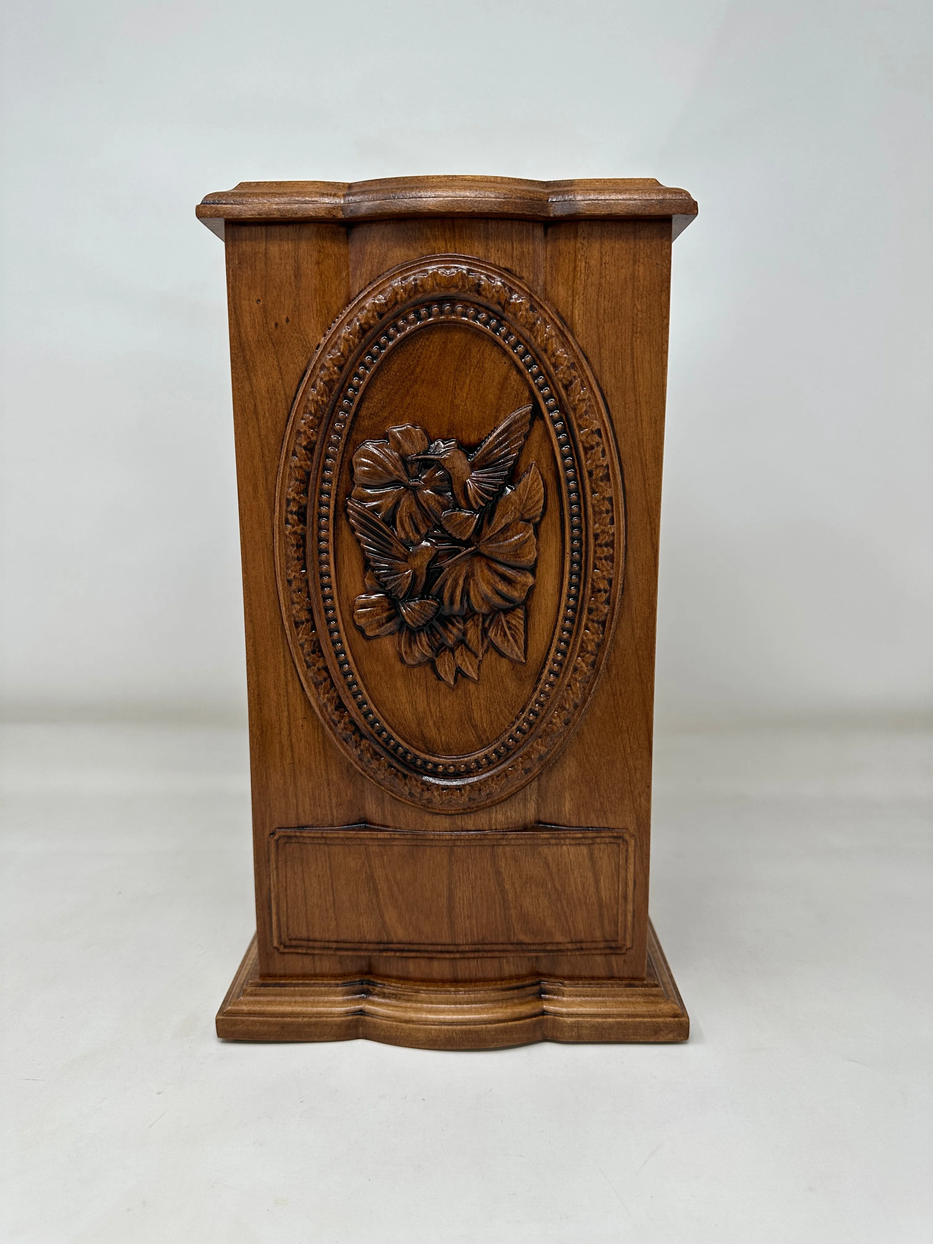 Hand-Carved Hummingbird Cherry Urn