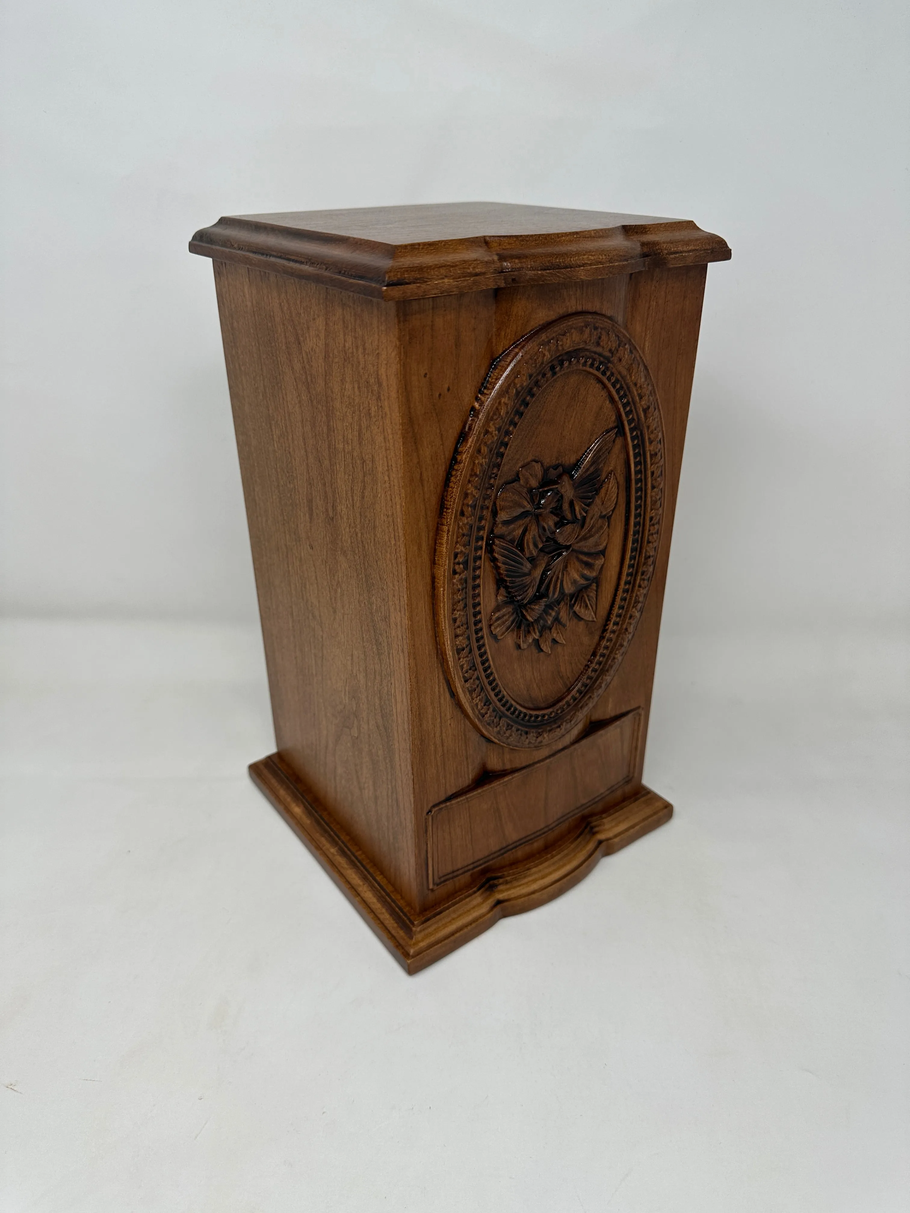 Hand-Carved Hummingbird Cherry Urn