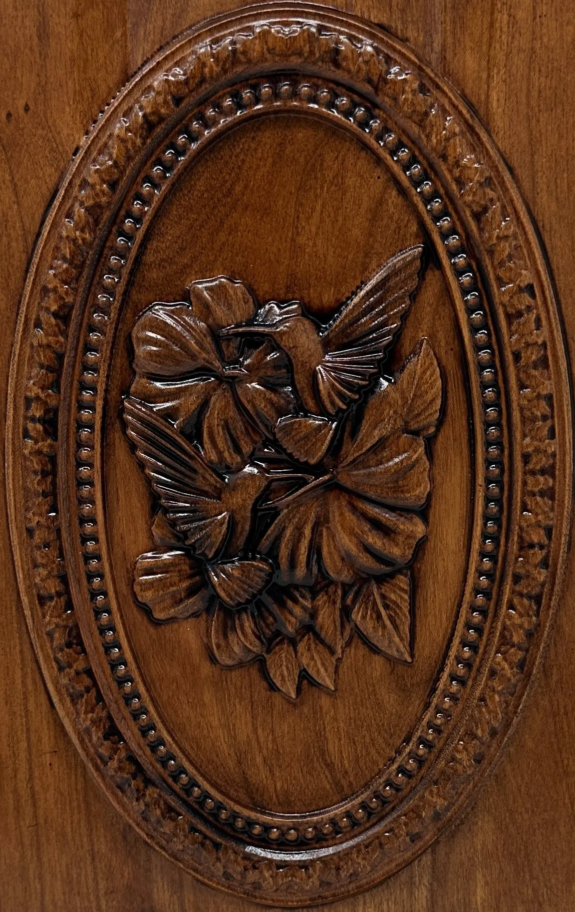 Hand-Carved Hummingbird Cherry Urn