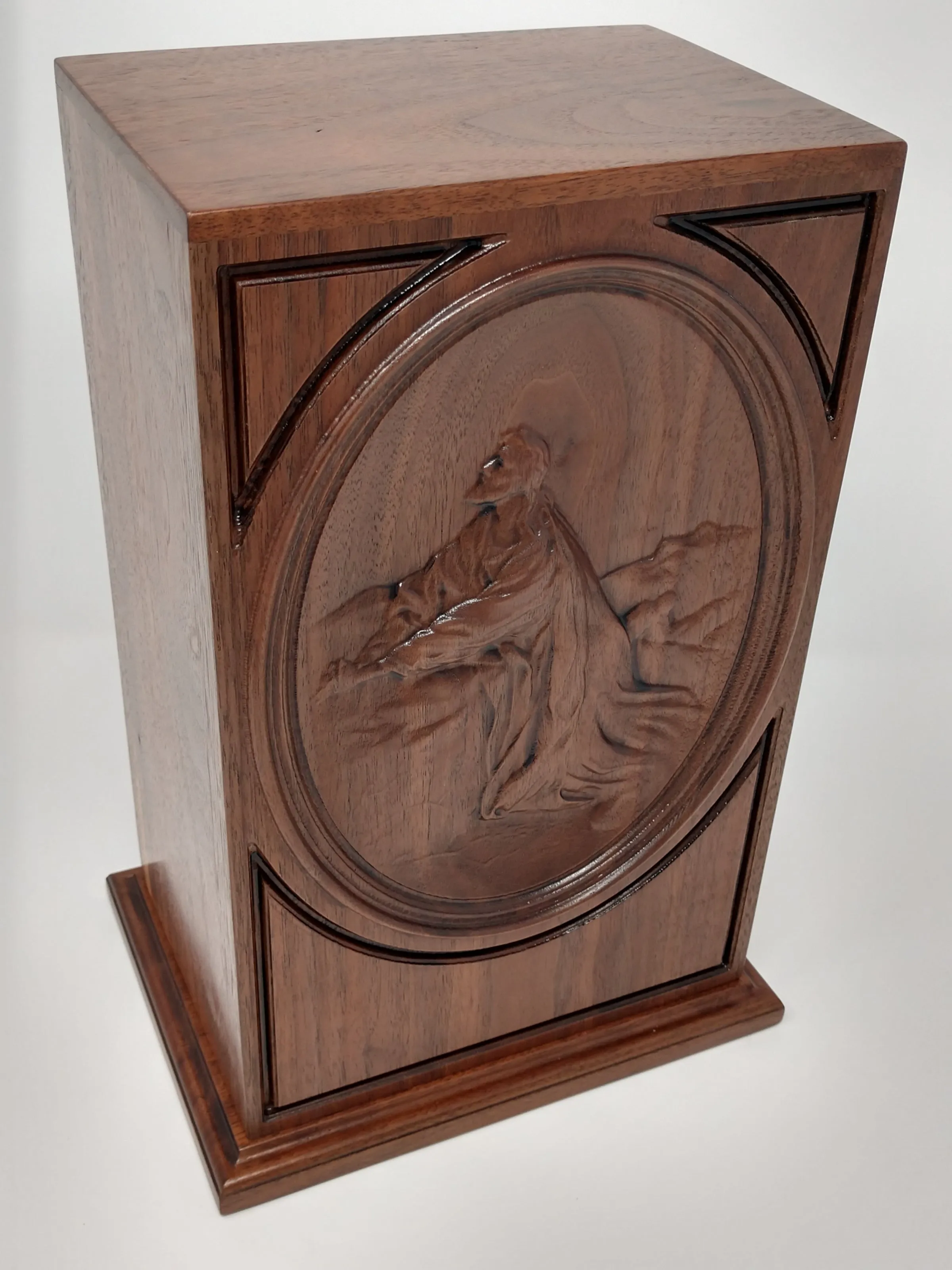 Hand-Carved Jesus Praying Vertical Cremation Urn