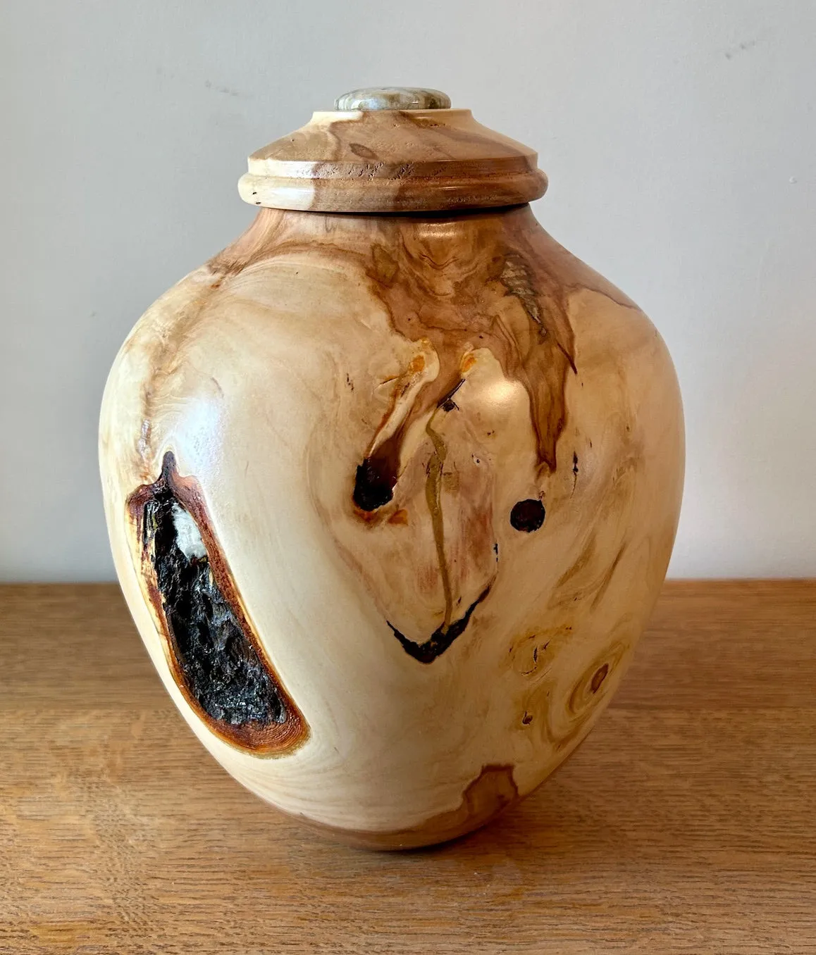 Hand-Turned Apple Wood Urn 48