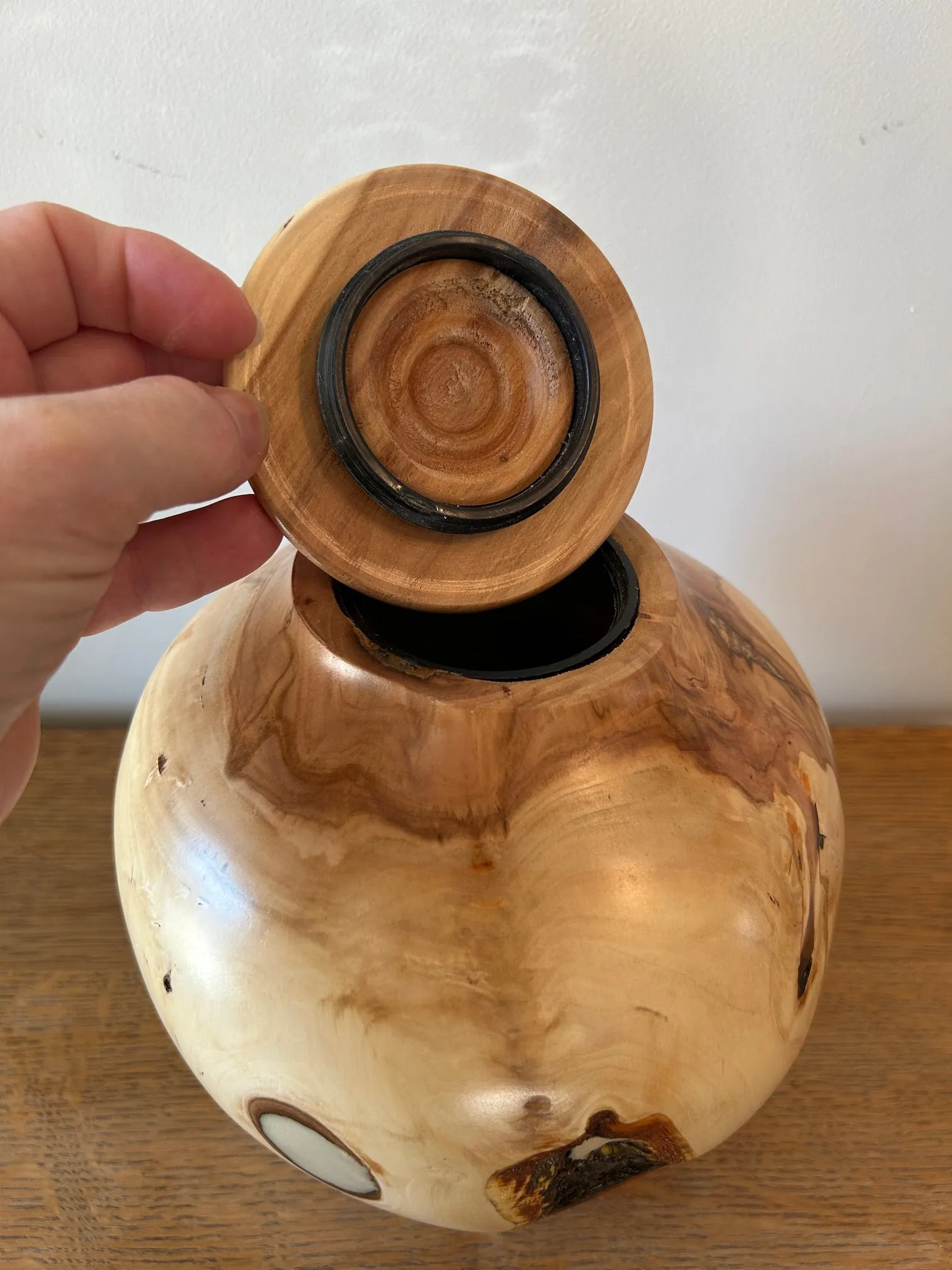 Hand-Turned Apple Wood Urn 48