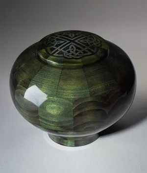 Hand Turned Celtic Knot Wood Cremation Urn
