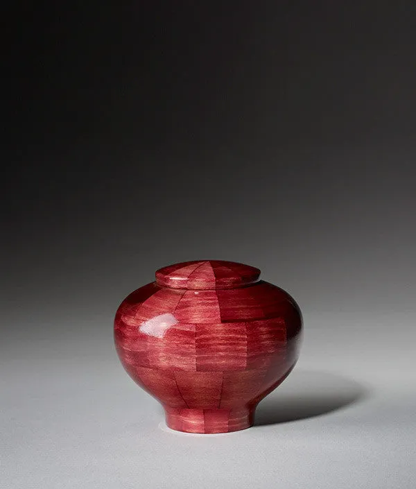 Hand Turned Rounded Pink Poplar Wood Cremation Urn