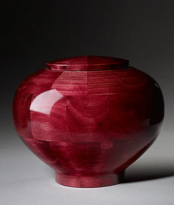 Hand Turned Rounded Pink Poplar Wood Cremation Urn