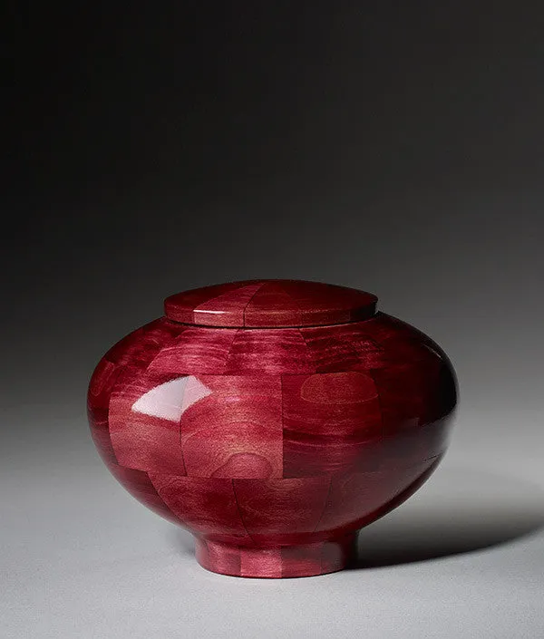 Hand Turned Rounded Pink Poplar Wood Cremation Urn