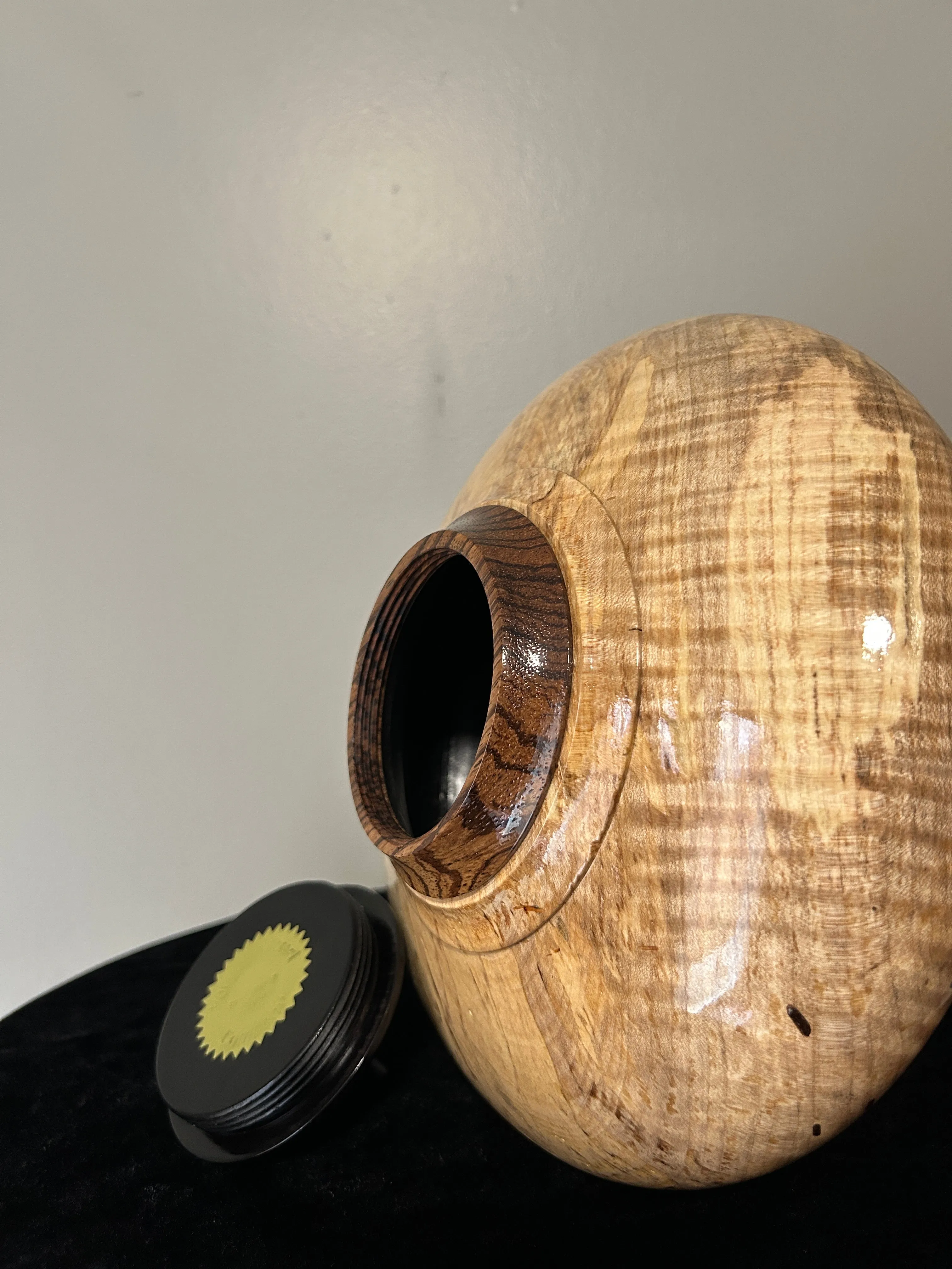 Hand-Turned Urn in Spalted Maple 'Peace' 2