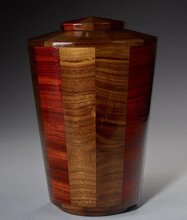 Hand Turned Wood Urn in Padauk & Black Walnut