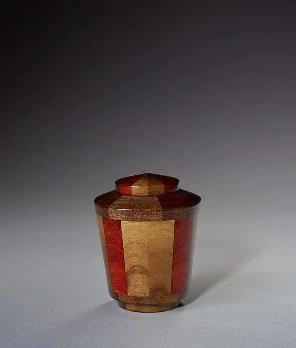 Hand Turned Wood Urn in Padauk & Black Walnut