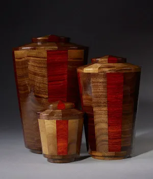 Hand Turned Wood Urn in Padauk & Black Walnut
