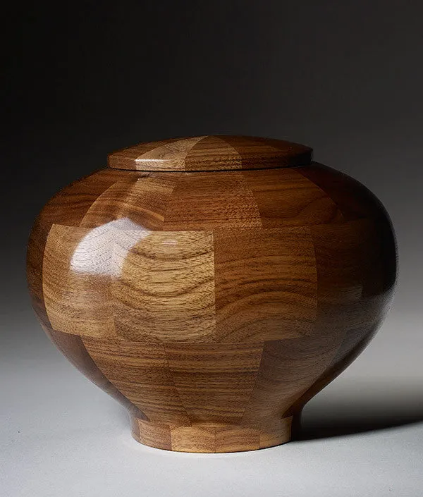 Hand Turned Wooden Urn in Rounded Walnut
