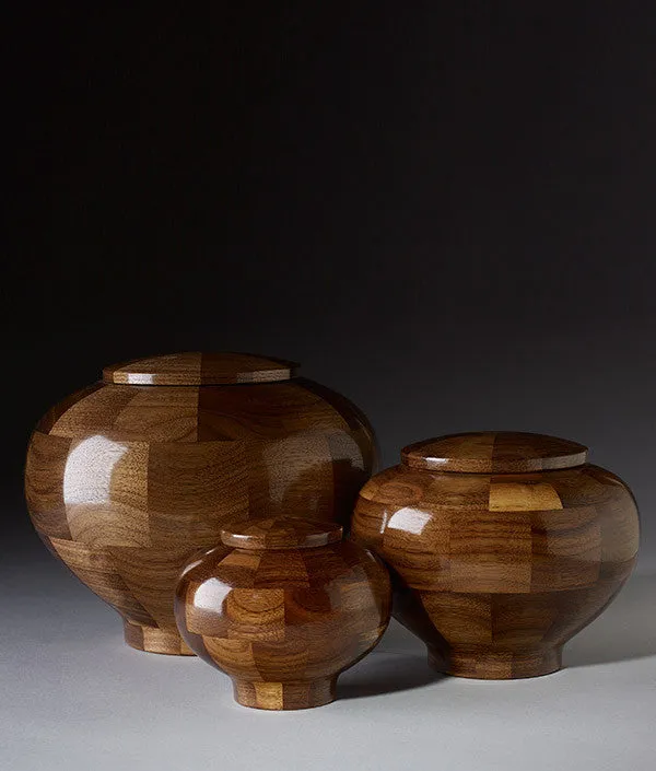 Hand Turned Wooden Urn in Rounded Walnut