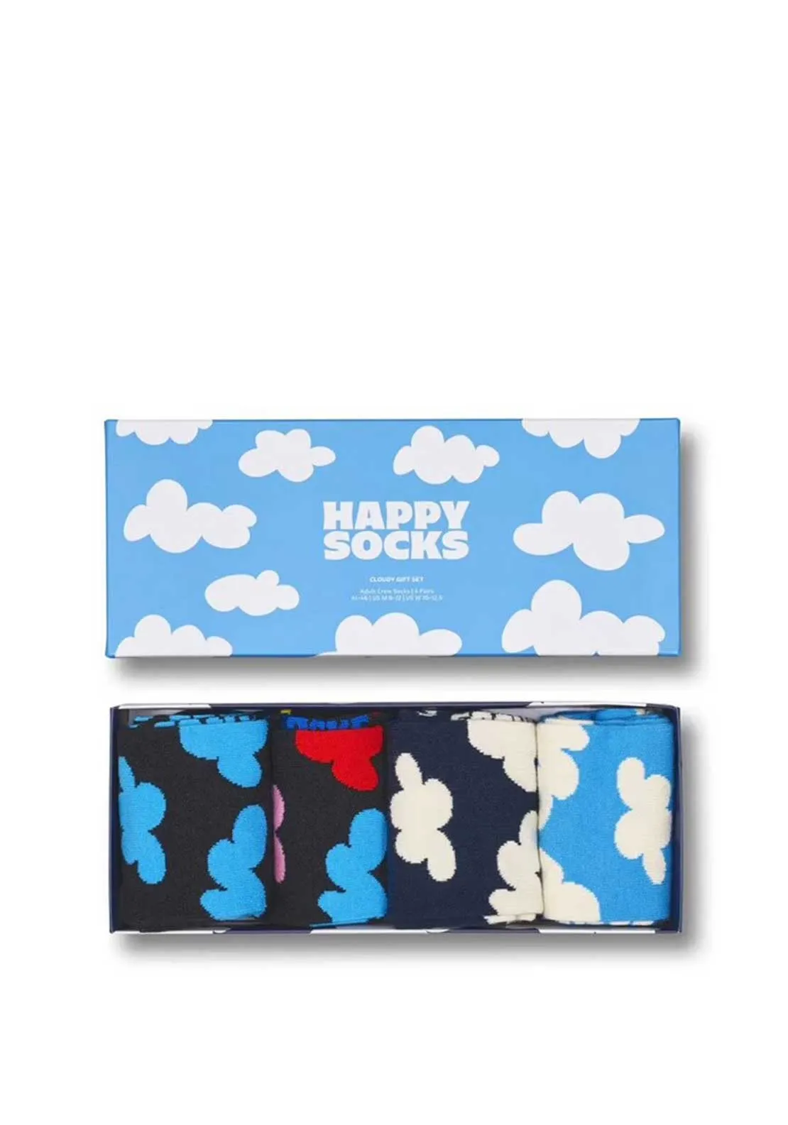 Happy Socks Cloudy 4 Pack Socks Gift Box, Blue Multi