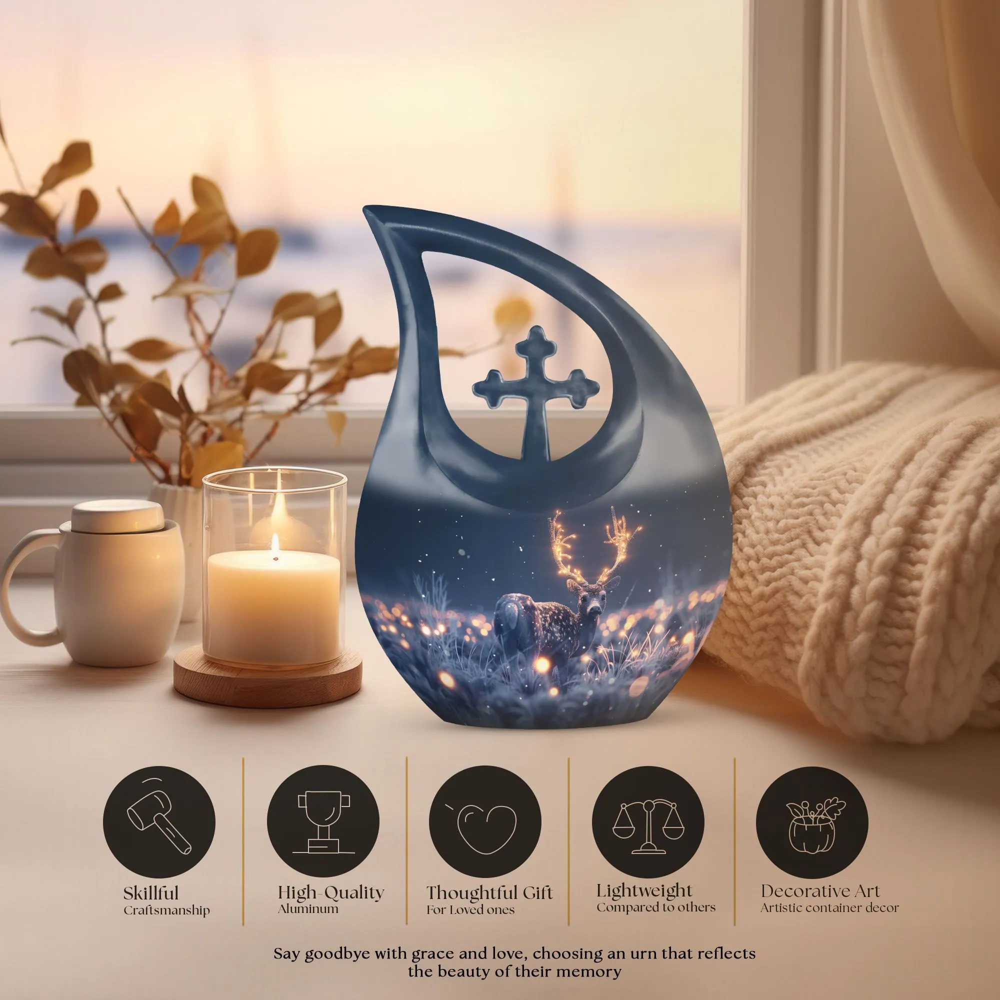 Harmony Deer affordable cremation urn containers hold human ashes