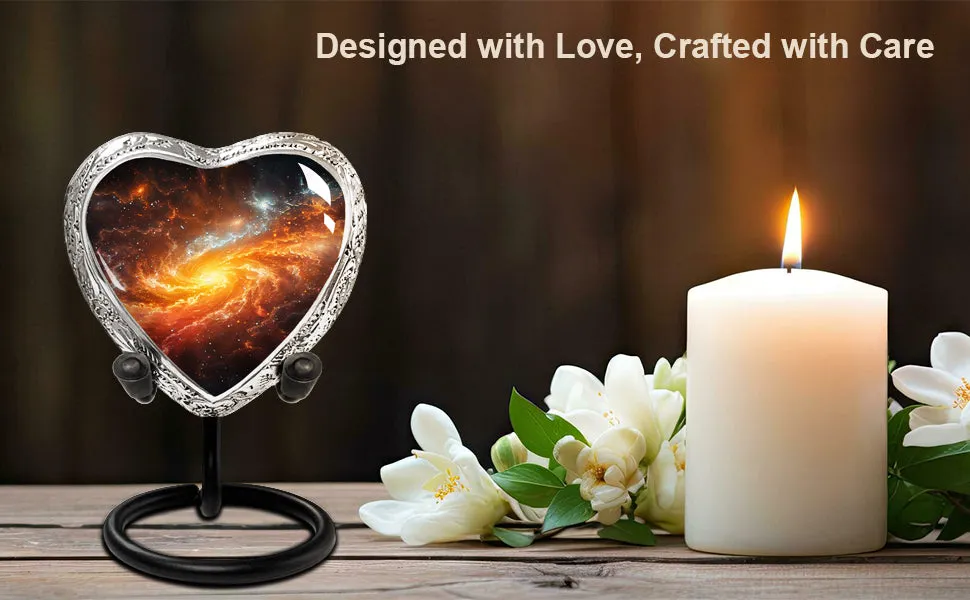 Heart Shaped Small Keepsake Cremation Urns for Human Ashes - Celestial Journey