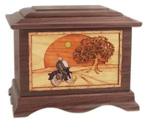 Heartland Motorcycle Cremation Urn with Wood Inlay Art