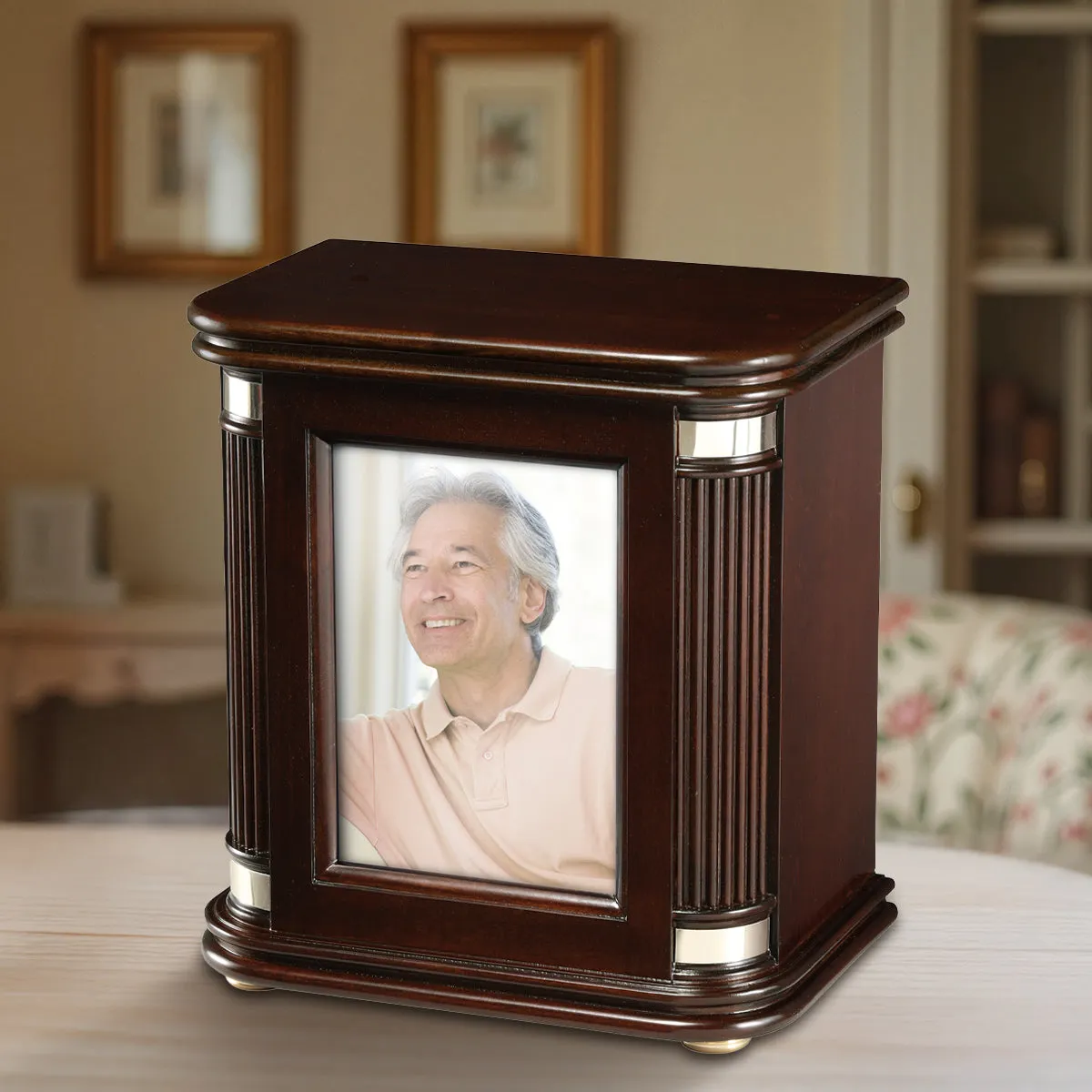 Honor III Satin Windsor Photo Wood Urn