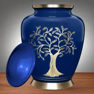 Human Adult Cremation Urn | Tree of Life Ash Urn with Blue background | Beautiful Tree of Life design