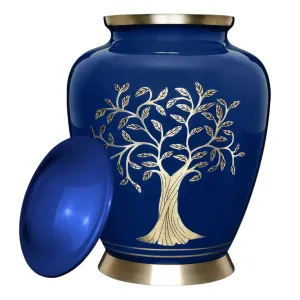 Human Cremation Urn | Tree of Life Ash Blue Urn includes bag | Quality Urns For Less