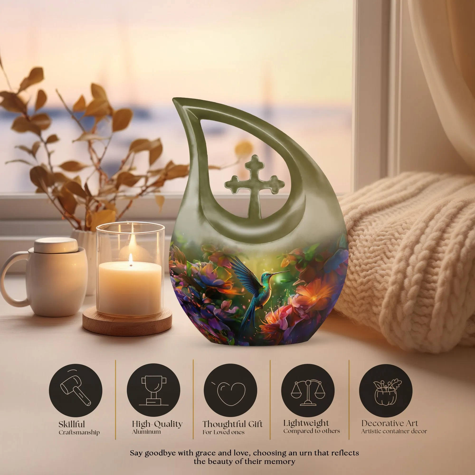 Humming Bird Elegance: Tailored Cremation Urn for Human Ashes