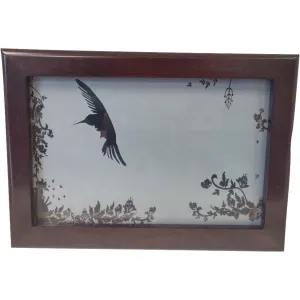 Hummingbird Etched Wooden, Cremation Urn