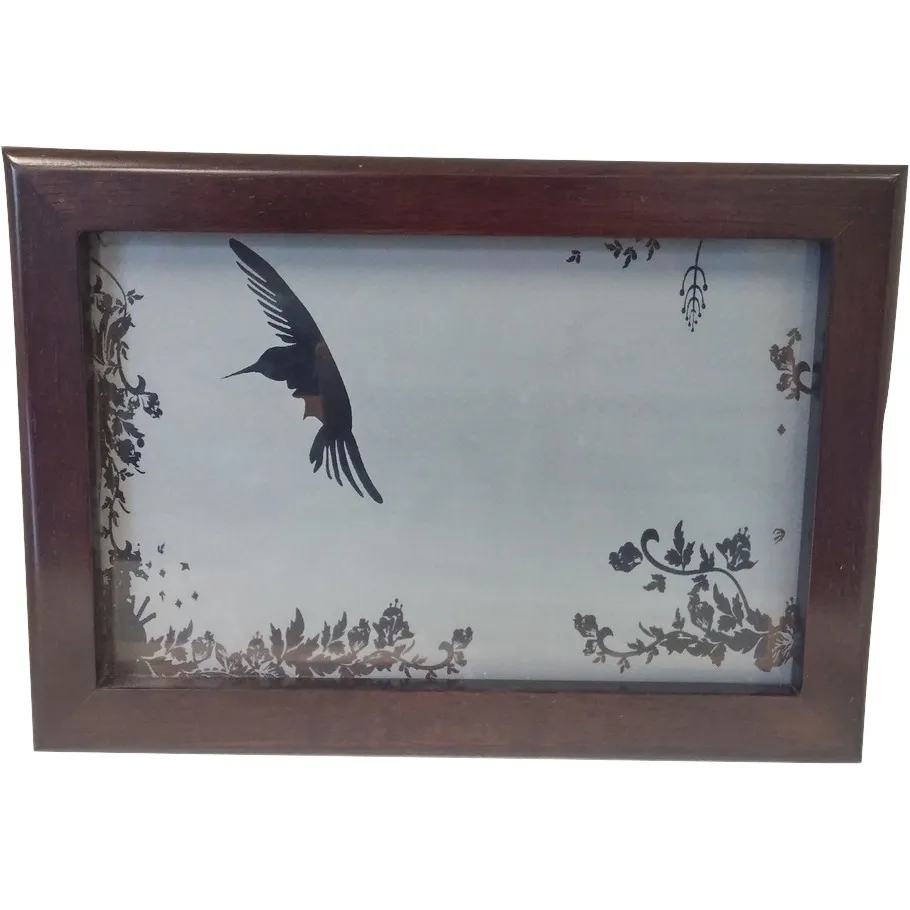 Hummingbird Etched Wooden, Cremation Urn