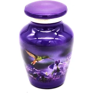 Hummingbird on Purple Human KEEPSAKE Cremation | Ash urn | Quality Urns For Less