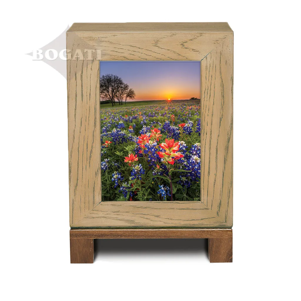 IMPERFECT SELECTION - ADULT Rustic Style Photo Frame Urn - Bluebonnets and Wild Paintbrush