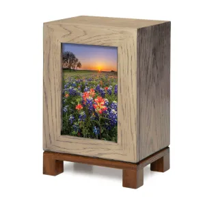 IMPERFECT SELECTION - ADULT Rustic Style Photo Frame Urn - Bluebonnets and Wild Paintbrush