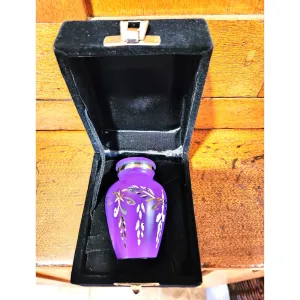 KEEPSAKE Cremation urn | PRICE EDUCED | Victorian engraved style | Purple | Overstocked