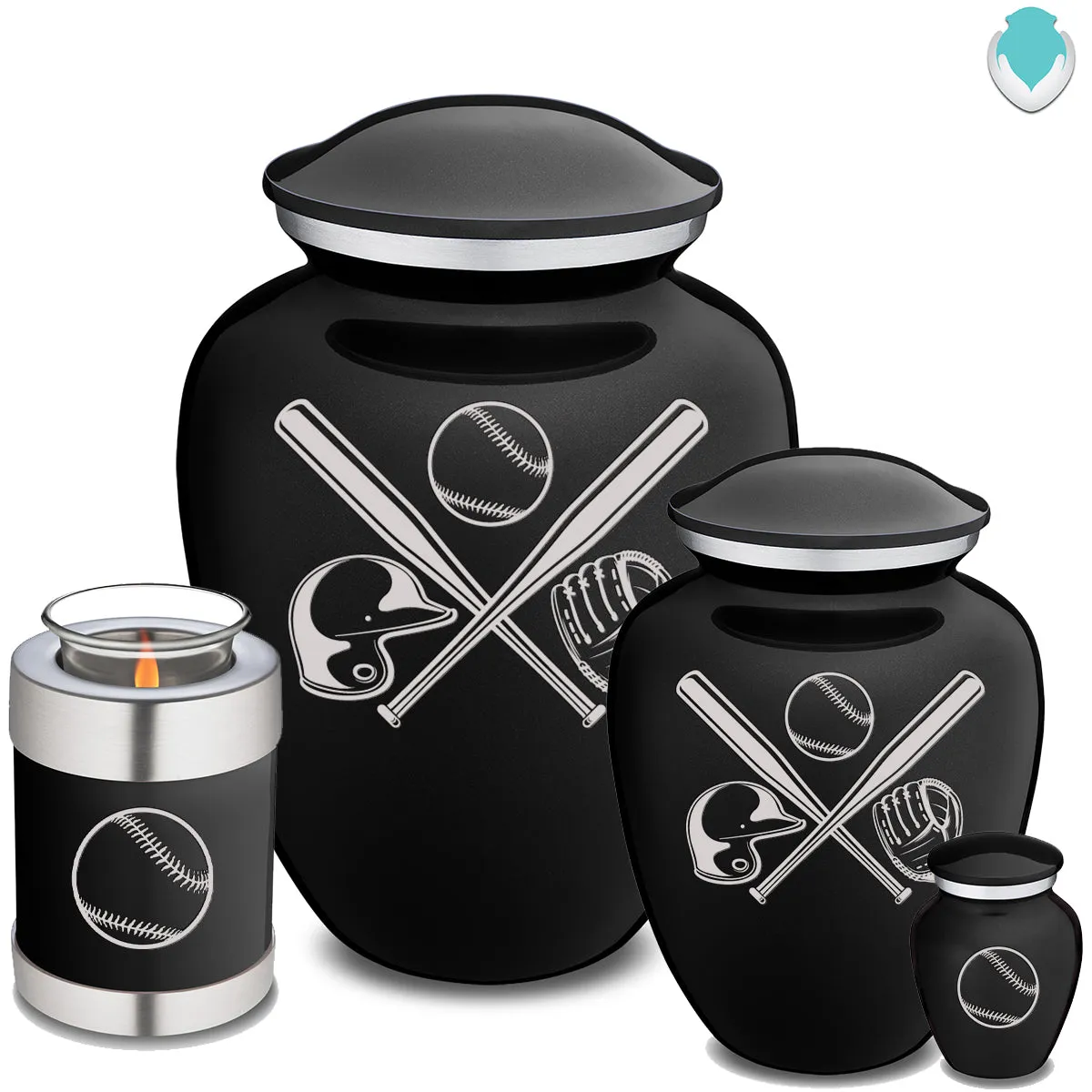Keepsake Embrace Black Baseball Cremation Urn