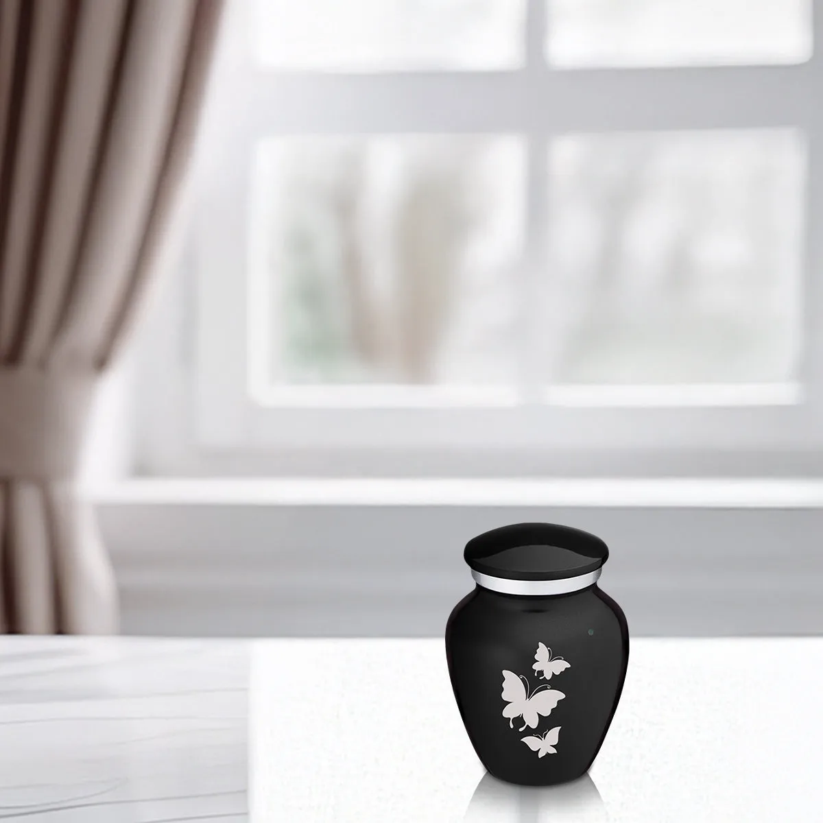 Keepsake Embrace Black Butterflies Cremation Urn