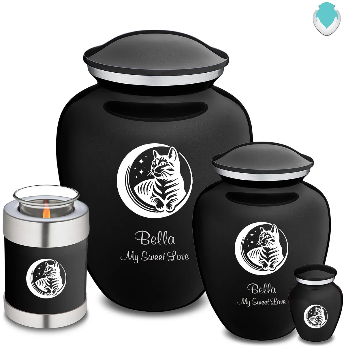 Keepsake Embrace Black Pet Cute Cat Cremation Urn