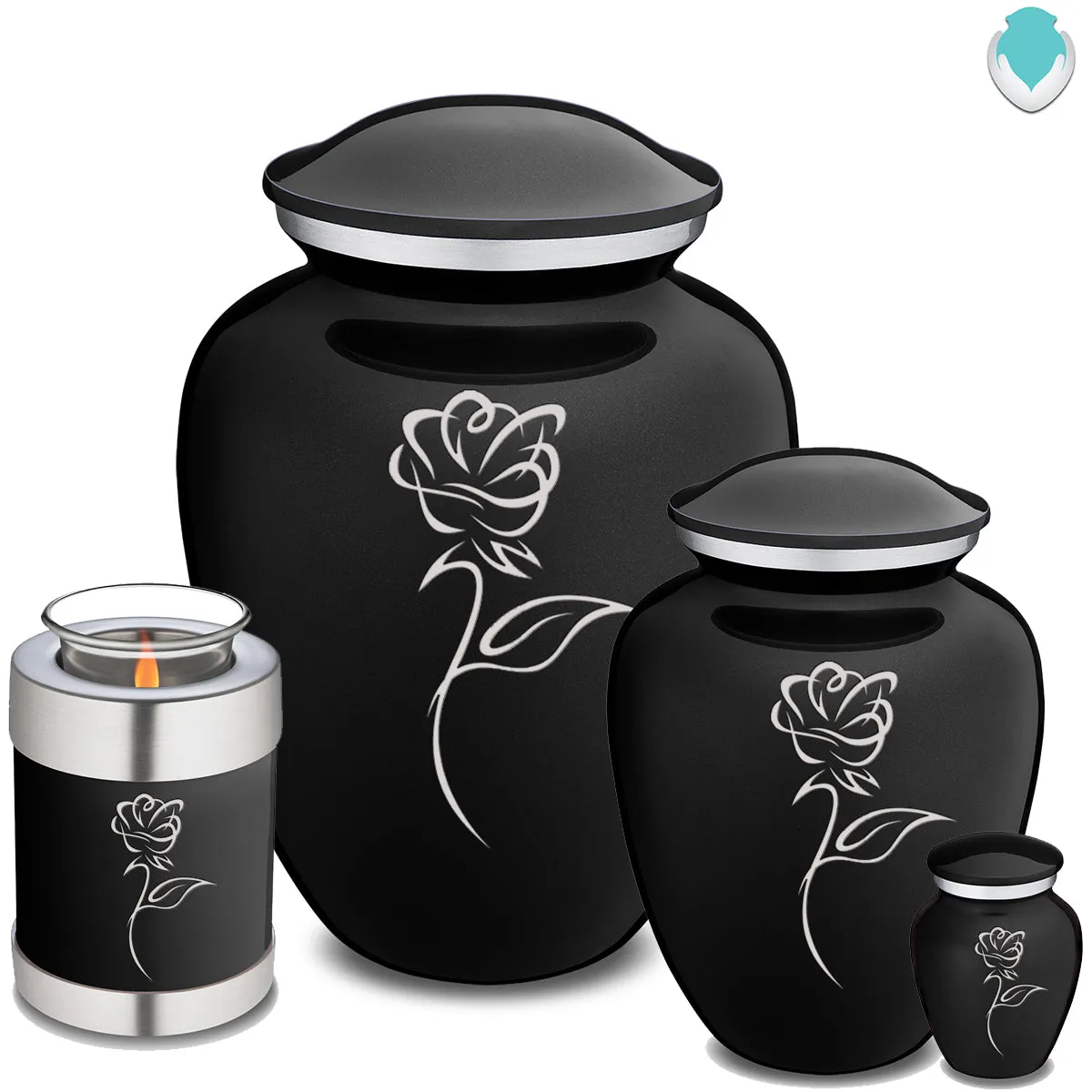Keepsake Embrace Black Rose Cremation Urn