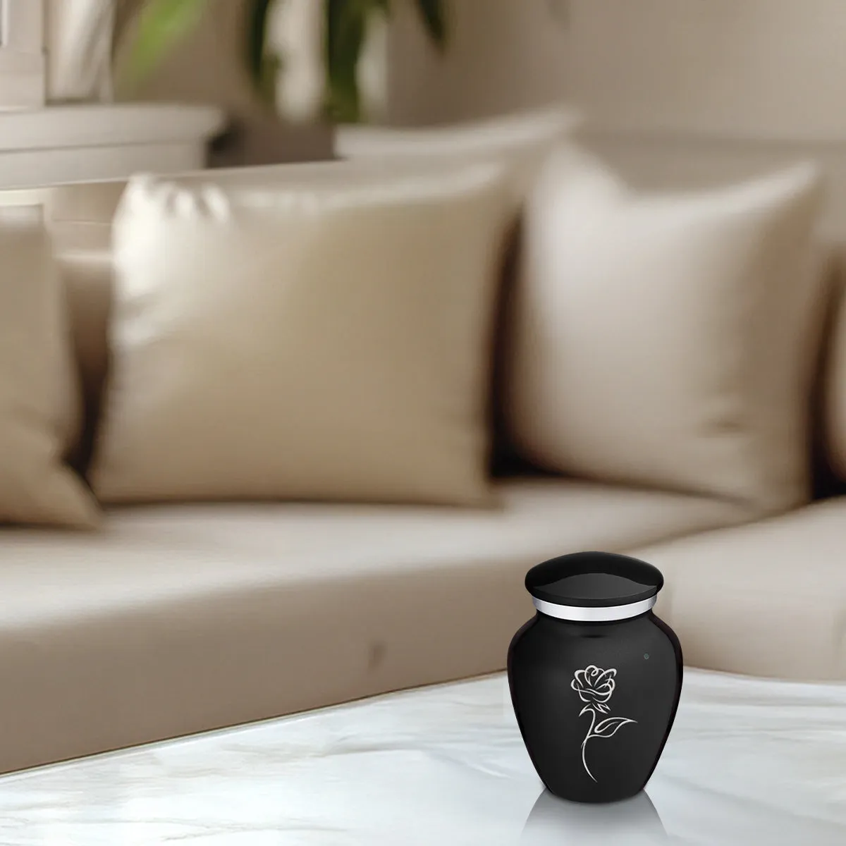 Keepsake Embrace Black Rose Cremation Urn