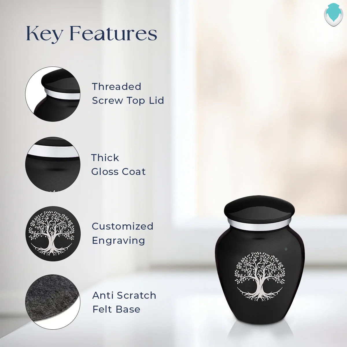 Keepsake Embrace Black Tree of Life Cremation Urn