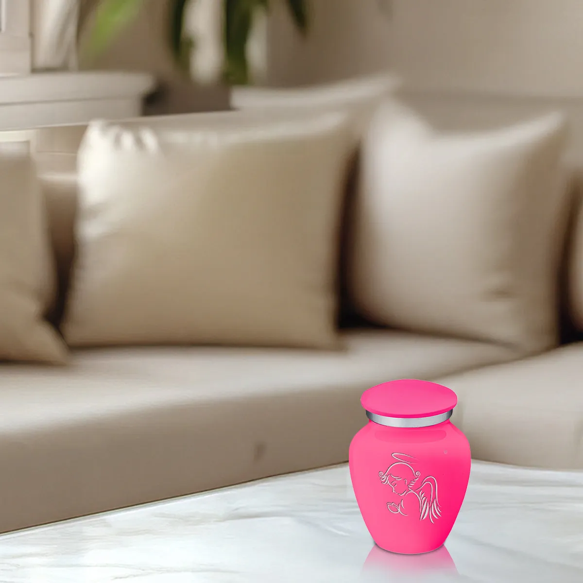Keepsake Embrace Bright Pink Angel Cremation Urn